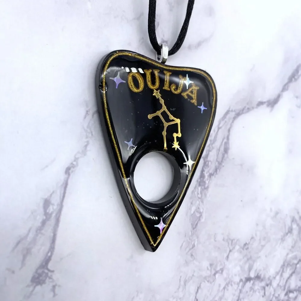 Black Virgo Zodiac Ouija Planchette Necklace Divination Witch Occult Jewelry